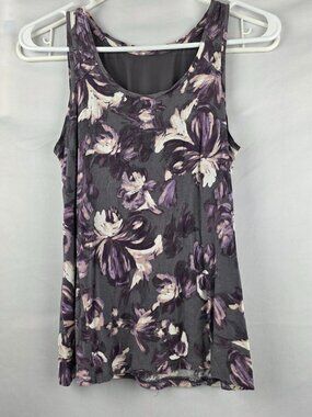 Simply Vera Wang Purple Floral Tank Top with Gray Mesh Detail, PXS